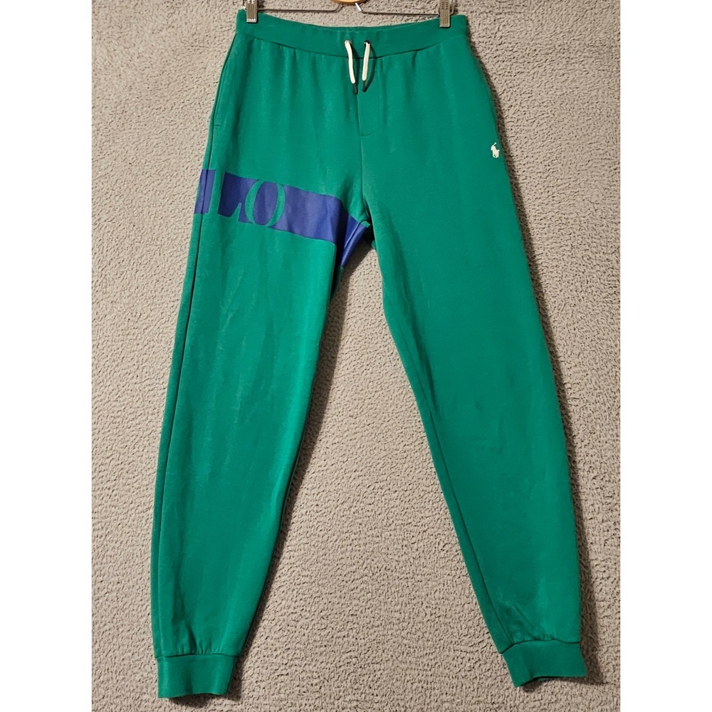 Polo Ralph Lauren Kids XL 18-20 Green Jogger Sweatpants Purple Logo Graphic